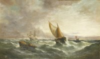 Lot 348 - William Calcott Knell (1830-1880)
SHIPPING IN A SWELL OFF THE COAST
Signed and dated 1865 l.l.