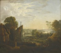 Lot 346 - Circle of Frederick Waters Watts (1800-1870)
AN EXTENSIVE RIVER LANDSCAPE AT SUNSET