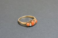 Lot 2 - An Edwardian coral and diamond seven stone ring