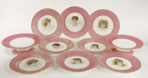 Lot 479 - A set of ten late 19th century Minton porcelain hand painted dessert plates
