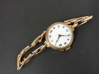 Lot 112 - A ladies 15ct gold mechanical bracelet watch