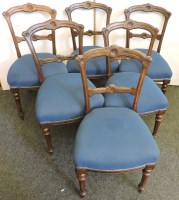 Lot 602 - A set of six Victorian walnut dining chairs