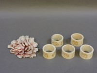 Lot 115 - Five 19th century Canton ivory napkin rings