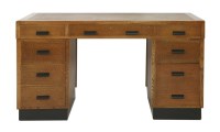 Lot 158 - An Art Deco oak pedestal desk