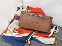 Lot 487 - A late 19th/early 20th century leather bowls bags and bowls