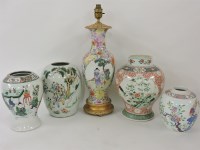 Lot 437 - Four 19th century enamelled vases