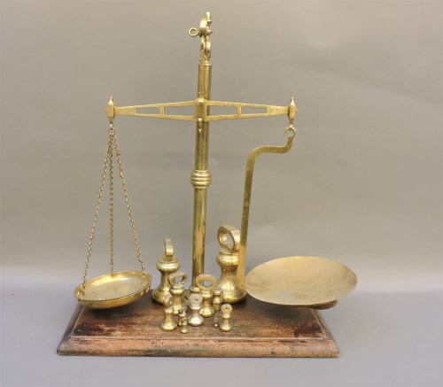 Lot 458 - A pair of red brass beam scales