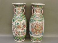 Lot 483 - A pair of large Chinese famille rose vases