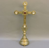 Lot 374 - A Victorian brass alter crucifix