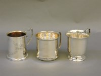 Lot 211 - Three small silver tankards