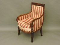 Lot 713 - A 19th century French mahogany and beechwood elbow chair