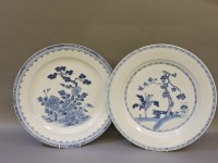 Lot 397 - Two 18th century Chinese blue and white chargers