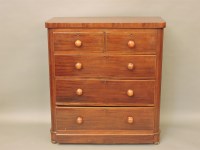 Lot 679 - A Victorian mahogany chest of five drawers