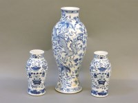 Lot 340 - A Kang XI style blue and white baluster vase