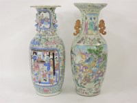 Lot 407 - Two mid 19th century Canton enamelled large vases