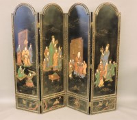 Lot 648 - A 1920s Chinese design four fold screen