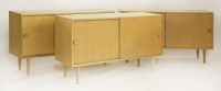 Lot 1436 - A set of three oak low wall cupboards
