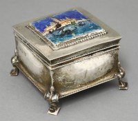 Lot 73 - A silver and enamelled table casket