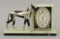 Lot 230 - An Art Deco marble desk clock