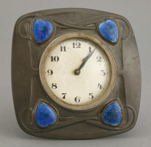 Lot 78 - A Liberty's Tudric pewter desk clock