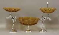 Lot 199 - A set of three Art Deco and amber glass comports