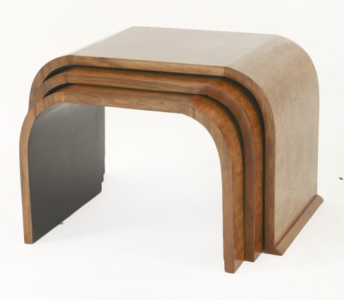 Lot 200 - An Art Deco walnut nest of three tables