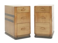 Lot 202 - A pair of Art Deco walnut bedside chests