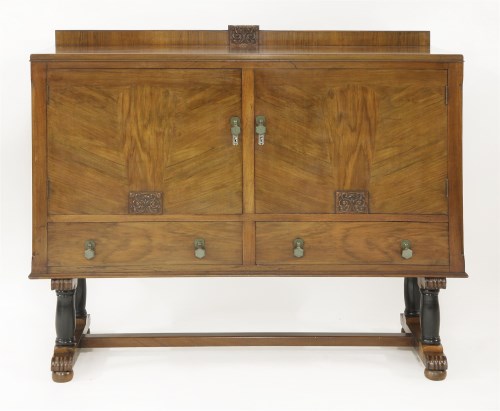 Lot 212 - An Art Deco walnut and ebonised sideboard