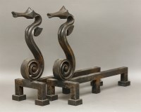 Lot 169 - A pair of wrought iron andirons