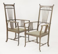 Lot 99 - A pair of Art Nouveau mahogany armchairs