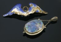 Lot 9 - An Arts and Crafts black opal pendant