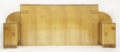 Lot 219 - An Art Deco satinood inlaid headboard