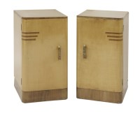 Lot 232 - A pair of Art Deco satinwood and walnut inlaid pot cupboards
