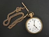 Lot 95 - A rolled gold open faced pocket watch