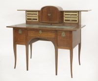 Lot 112 - A mahogany and burr walnut free-standing desk