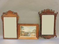 Lot 753 - Two walnut fret frame wall mirrors