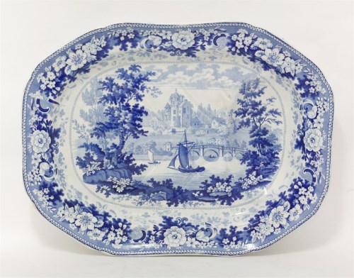 Lot 4 - A Minton 'English Scenery Series' blue and white pottery Meat Dish