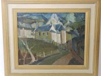 Lot 550 - Clifford Charman (1910-1992)
'THE VILLAGE UP THE HILL'
Oil on canvas
43 x 53cm