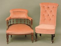 Lot 771 - A late Victorian pink upholstered tub chair