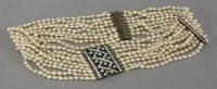 Lot 8 - A silver simulated pearl and paste choker or dog collar