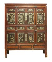 Lot 588 - A 19th century hardwood and lacquered cupboard