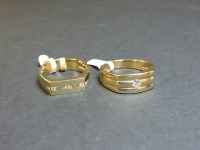 Lot 12 - Two gentleman's 9ct gold diamond set signet rings