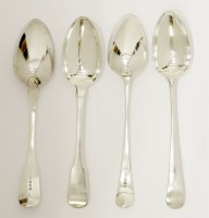 Lot 145 - A collection of nine George III silver old english pattern tablespoons comprising;
five by Peter and Ann Bateman