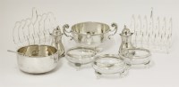 Lot 147 - A collection of silver items comprising;
a two handled bowl