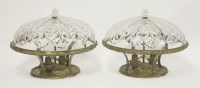 Lot 658 - A pair of brass and cut glass plafonniers