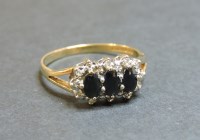 Lot 54 - A 9ct gold sapphire and diamond triple cluster ring