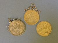 Lot 100 - Three gold half sovereigns