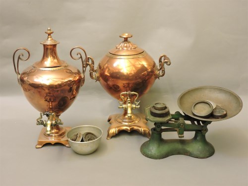 Lot 67 - Two copper and brass samovars
