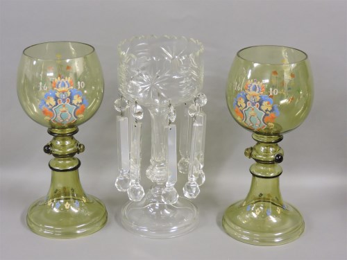 Lot 109 - A pair of large 19th century style green glass romers