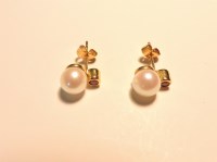 Lot 188 - A pair of 18ct gold ruby and cultured pearl stud earrings
